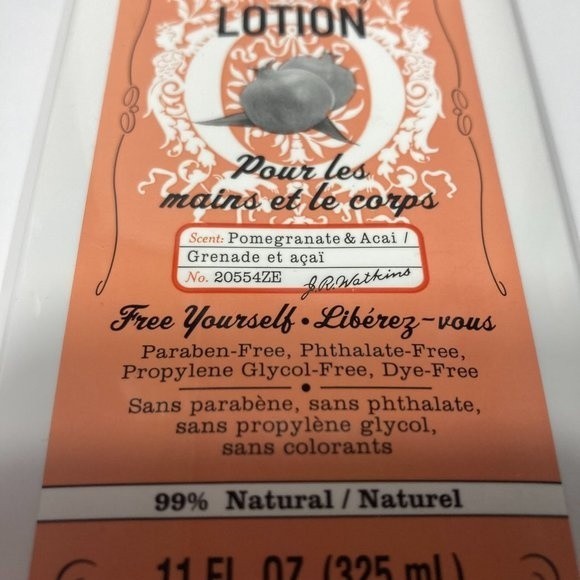 J.R. Watkins Pomegranate Acai Hand & Body Lotion DISCONTINUED 11oz 4 Bottles - Picture 5 of 13